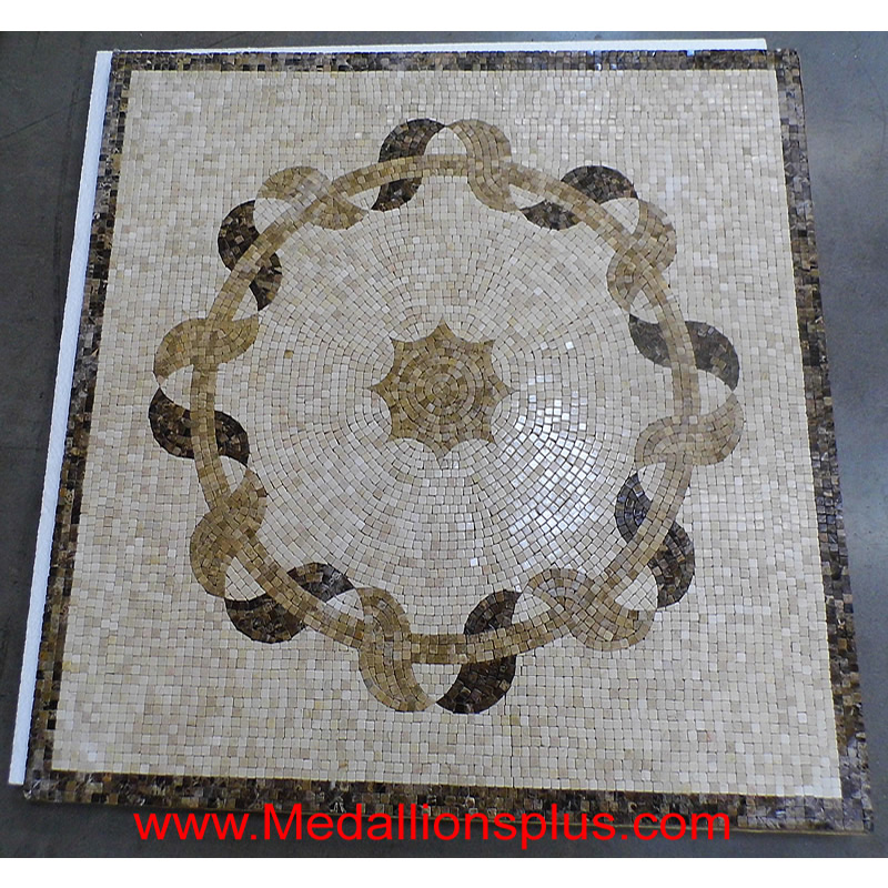 Festival, 36" Square Mosaic Medallion - Tumbled